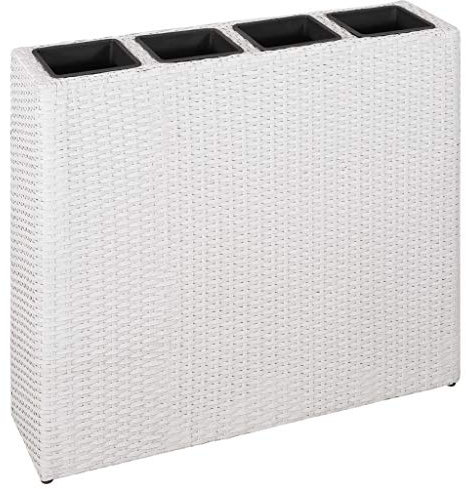 Hochbeet Garten Schrank, Blumfeldt Hochbeet Garten-Hochbeet mit 4 Töpfen Poly Rattan Weiß Hohe Stabilität für Garten/Terrasse/Balkon