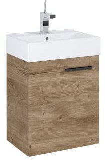 VBChome Badmöbel Set 45 cm Weiß – Waschbecken mit Hängeschrank, Badezimmerschrank mit Soft-Close Unterschrank, Moderner 1-türiger Waschtisch, Elegantes Design für kleine Badezimmer
