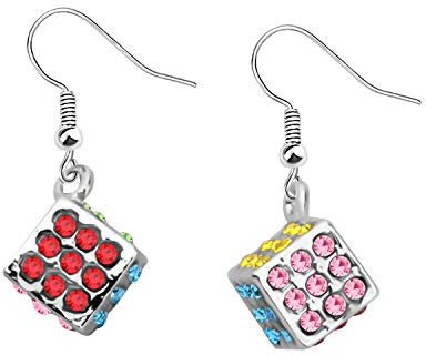 Mini-Würfel-Ohrringe, Würfel-Geschenk, Nerd-Ohrringe, Mathematik-Schmuck, Geek-Ohrringe, Metall