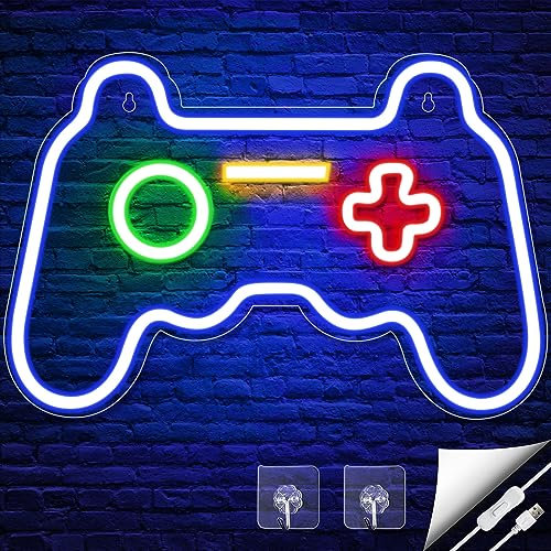Arrinew Insegna al Neon da Gioco, Lampada Neon a Forma di Gamepad per Giocatori, Bambini, Decorazione da Parete