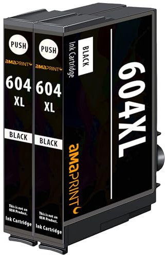 Amaprint XL Patronen kompatibel mit Epson 604 604XL Schwarz passend für Expression Home XP-3200 XP-3205 XP-2205 XP-4200 Workforce WF-2930 WF-2935 WF-2950 (2 Druckerpatronen)