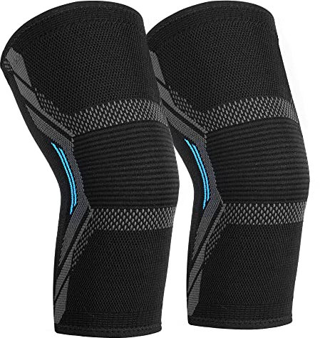 MILAIUN Kniebandage für Männer/Damen 2er set, Knee Support zur Linderung Arthrose, Kompression Kniestütze für Meniskus, Knieschiene für Meniskus, Sport, Laufen(XL, Schwarz Blau)