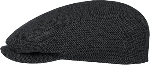 Stetson Herringbone Silk Driver Flatcap Schirmmütze Schiebermütze Seidencap Herren - Made in The EU mit Schirm, Futter Frühling-Sommer - 60 cm anthrazit