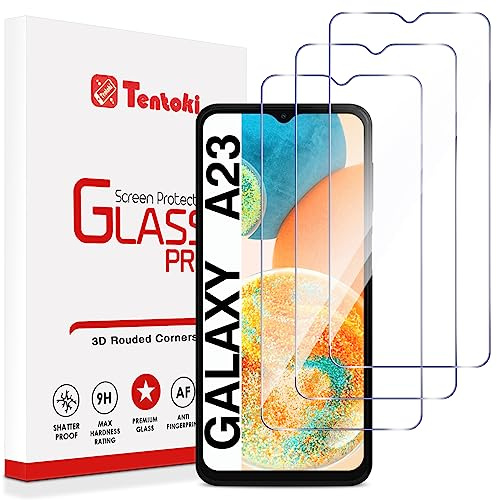 Tentoki 3 Stück, für Panzerglas Samsung Galaxy A23 5G/ 4G Schutzfolie,[kratzfest, 9H Härte] Ultra Transparent Displayschutz