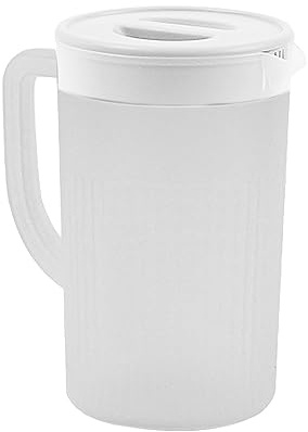Jarra de plástico con gran capacidad y tapa, 2,7 L de zumo, leche, jarra fría y jarra de té helado, jarra de agua sencilla y moderna para las necesidades diarias de beber en casa (blanco)