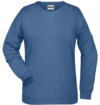 James & Nicholson Damen Raglan Sweatshirt - Sweatshirt aus Bio-Baumwolle mit leicht tailliertem Schnitt | Farbe: Light-Denim-Melange | Grösse: S