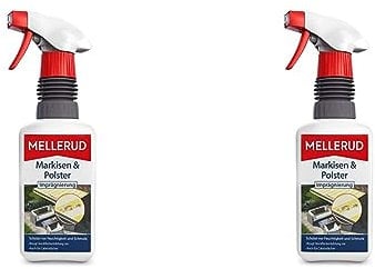 MELLERUD Markisen & Polster Imprägnierung – Effizientes Mittel zum Schutz vor Feuchtigkeit und Schmutz von Textilien im Außenbereich – 1 x 0,5 l (Packung mit 2)