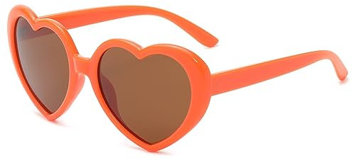 YUELUQU Herz Sonnenbrille Damen Herren Polarisierte 90er Vintage Festival accessoires Party brille (Orange-grau)
