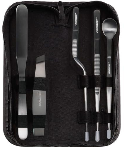 CREATIVECHEF Juego de 5 pinzas de cocina, herramientas de chapado de chef, kit culinario, pinzas de precisión, kit de chapado de chef especial para decorar alimentos, acero inoxidable robusto, secreto