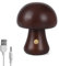 Pilzlampe aus Holz, Tragbare Dimmbare Nachttischlampe mit USB-Aufladung, Kabelloses Nachtlicht, Pilz-Tischlampe für Heimdekoration, Schlafzimmer, wiederaufladbare LED-Nachttischlampe (Nussbaum-C)