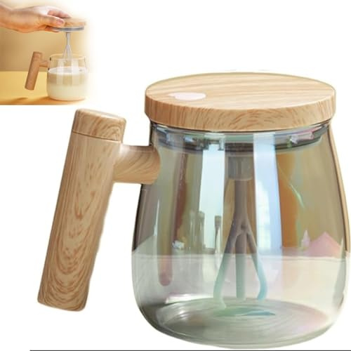 YAERLE Electric High Speed Mixing Cup,Waterproof Glass Self Stirring Travel Coffee Cup, 13.5oz/400ML Self Stirring Coffee Mug Waterproof Glass Cup For Mix Coffee,Milk,Tea(Color)
