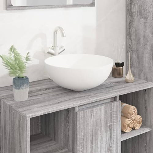 Rantry Waschbecken Weiß 36x15cm Keramik Rund Kontertop Waschbecken Waschbecken Gefäß Waschbecken für Toilette Waschtisch Schrank Badezimmer Waschbecken für Kleine Garderobe Badezimmer Waschbecken