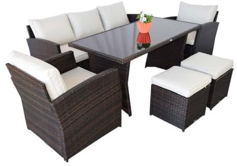 DEKO VERTRIEB BAYERN Luxus Premium Garten Lounge Set Möbel braun Essgruppe Sitzgruppe Polyrattan NEU inkl. Spedition
