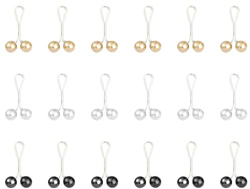 18 Stück Kopftuchnadeln, Damenbroschen, Schalclips, Perlenbroschen, Metallnadeln, Bekleidungszubehör, Ziernadeln (Schwarz, Weiß, Gold)