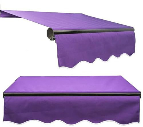 ZDHFFFUK Einziehbare Markise, Schattenstoff, robust, 280 g Polyester, für den Außenbereich, Vordach, Tür, Fenster, für Garten, Terrasse, Balkon, ohne Teleskoparm (Größe: 6 x 3,5 m, Farbe: Lila)