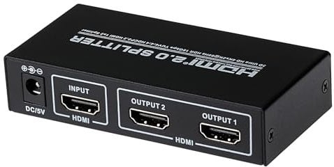 Maplin HDMI Splitter 1 Port In 2 Ports Out Ultra HD 4K/60fs Bandwidth 18Gbps for Dual Monitors for Laptop, TV, Monitor, Projector, TV Box, PS5/4, Xbox, Roku etc