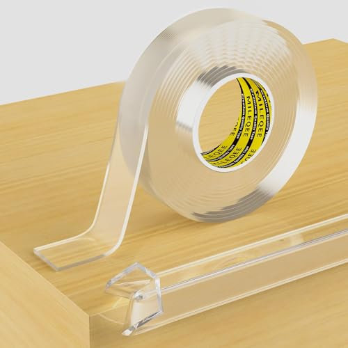 MILEQEE Bande de protection transparente - 20 mm x 3 m - Tampon de protection autocollant pour porte d'armoire, bureau, table, lit, meubles, plan de travail de cuisine, étanche