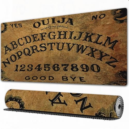 EOMKSE Mouse Pad Gaming Large Desk Pad Washable Mouse Pad Laptop Desk Mat,Planchette of Ouija Board on wooden texture. Poster with game of ghosts.,Home Mouse Pad with Anti-Slip Rubber Base,16x35.5 in