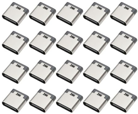 Create idea 20Pcs 2-Pin Type C Female Socket DIY Charging Port Connector Welding Wire for Electronics Power Port Solder Connector Port Repair DIY Projects