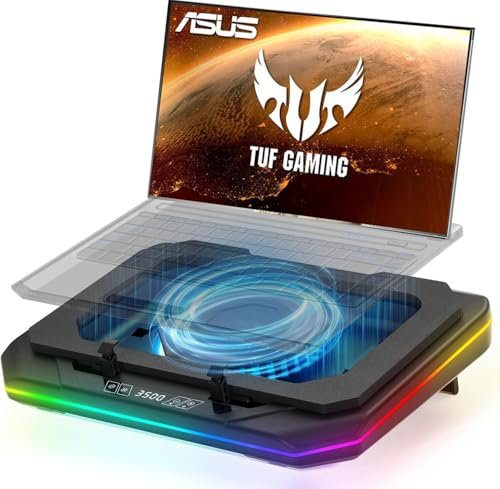 Cooling Pad for Asus TUF Gaming A17 A18 A15 A16 A14 F15 F16 F17 Dash 15 F15 Laptop,Cooler with Ultra Powerful Booster Turbo Cooling Fan Can Fast Cooling,6 RGB Light Mode,Adjustable Speed,Touch Start