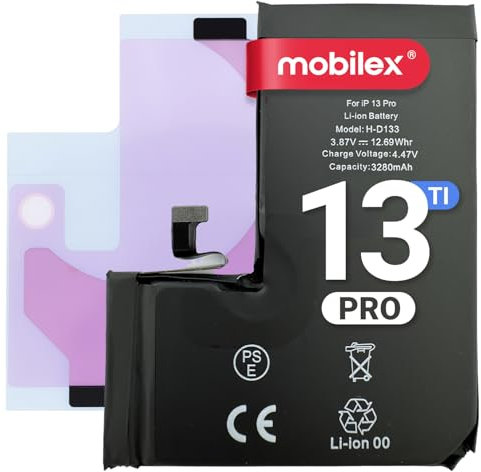 MOBILEX® Batteria compatibile con iPhone 13 Pro | Chip TI | 3280mAh - OEM | Ricambio interno con adesivo | Alta capacità