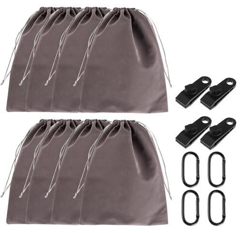 Hainue 8Pcs Tragbare Pavillon VorhäNge Gewichtstasche,Outdoor- Zelten Gewichte Sandsäcke,8 Gewichtstaschen und 8 Karabiner,8 Clips Geeignet zum Befestigen von Outdoor-Vorhängen, Zelten, Tischdecken