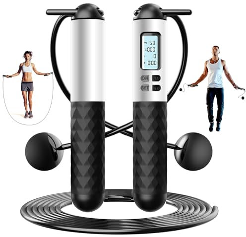 Haokelai Corda per saltare senza fili per adulti, corda per saltare senza fili con contatore, corda per saltare digitale intelligente, corda per saltare ponderata senza fili, attrezzatura per