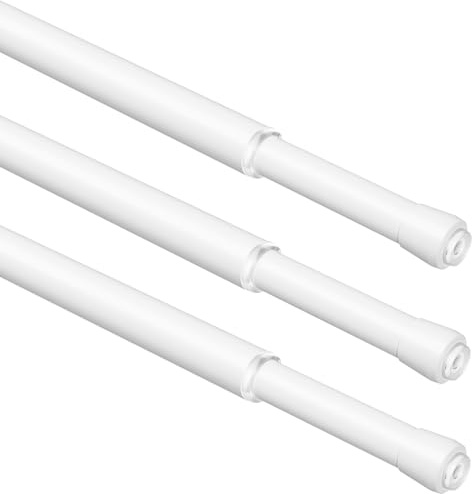 WELDUN 3er Gardinenstange zum Klemmen, 3 in 1 Vorhangstange ohne Bohren, Φ13mm Teleskopstange zum Klemmen für Fenster, Kleiderschrank, Küchen und Bücherregal, 70-100cm, Weiß