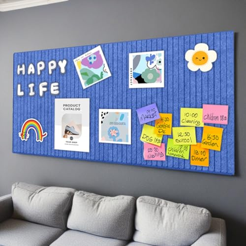 Gohytal Kleine Große Filz Pinnwand Selbstklebend, DIY Filz Memoboards Set für Fotos Bilder Postkarten Filzboard Memotafeln Memo Board Wanddekoration für Büro Küche, Fotos Memos-Blau