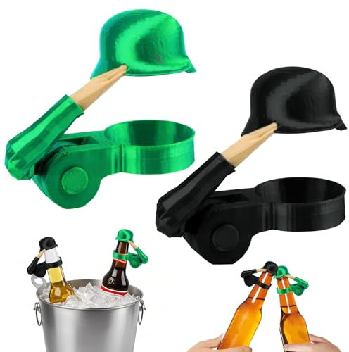 xinrongda 2 Stück Bierflaschen Helm, Flaschenverschluss Bierflaschen, Bierflaschenverschluss für Handwerk, Soldier Salute Bierhelm, Lustiger Dekorative Kappen für Handwerk, Grillparty