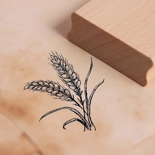 Dekolando Motivstempel Weizen Ähre - Stempel Getreide Holzstempel Scrapbooking - Abdruck 48 x 48 mm