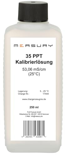 Measury 35 PPT Kalibrierlösung 250ml - 53,06 mS/cm NaCl Salinity Reference | Kalibrierflüssigkeit sofort einsatzbereit ohne Mischen