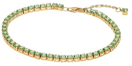 PANDORA Damen-Tennisarmband Hellgrün Goldfarben 561469C02