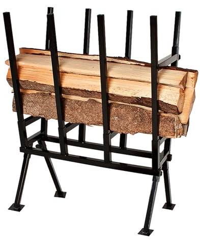 XMTECH Sägebock mit Feststellbügel, Schwerlast bis 400 kg, Holzsägebock, stabiles Stahl-Sägegestell, Transportabel, Brennholz Sägehilfe, Schwarz, 77x53x102 cm
