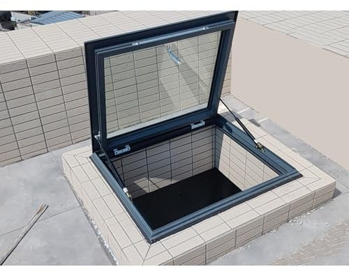 Ventana de techo de tragaluz con cerradura, escotilla de acceso de aluminio con vidrio templado de doble panel, ideal para techos inclinados y planos
