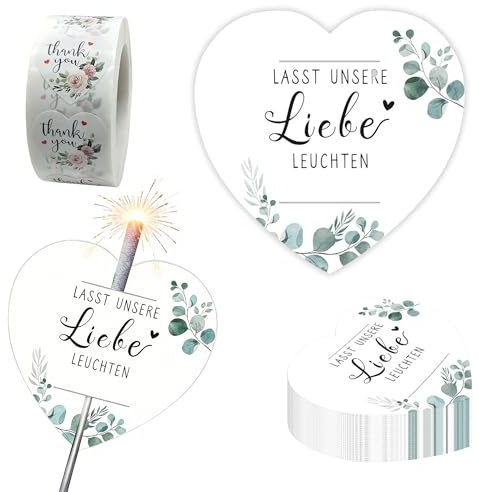 100 Stück Wunderkerzen Hochzeit Etiketten Und 1 Rolle Mit 500 Etiketten Aufkleber Hochzeit Lasst Unsere Liebe Leuchten Halter Wunderkerzenschilder Hochzeitsdeko Gastgeschenke Knicklichtschilder