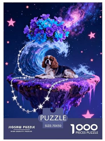 1000 Teile Cavalier King Charles Spaniel Puzzle – Für Jugendliche Und Erwachsene, Familienspaß & Lernspielzeug, Schwebende Insel Puzzle, Dekoration, Geschenkideen 70x50cm/1000pcs