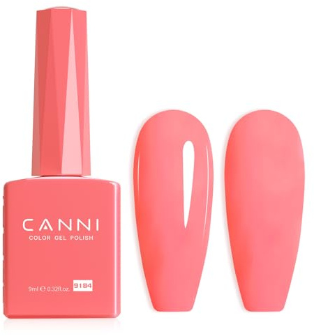 CANNI Coral Pink Gel Nail Polish, 1Pcs Pink Gel Polish Nude Color Soak Off U V Nail Manicure Salon DIY at Home