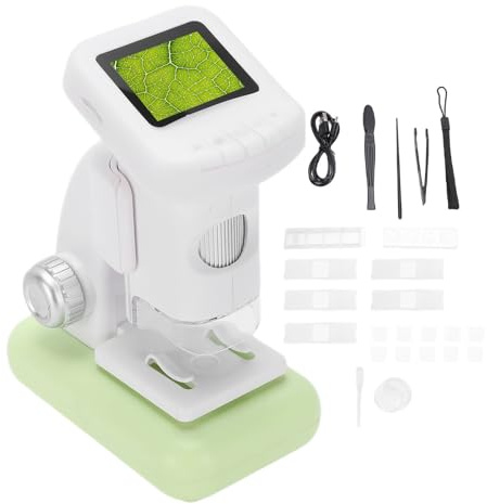 Yctze Tragbares Mikroskop mit Foto-Video-Funktion, 120–1200 X Digitales, Wiederaufladbares Handheld-Elektronenmikroskop für Studenten, Grün und Weiß