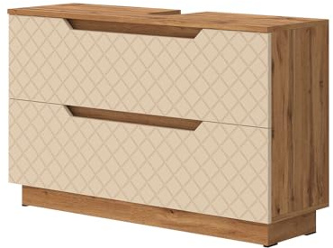 Vicco Waschbeckenunterschrank Lotta, Cashmere, 99.4 x 62.5 cm | mit 2 Schubladen, zur Aufbewahrung von Badutensilien unter dem Waschbecken