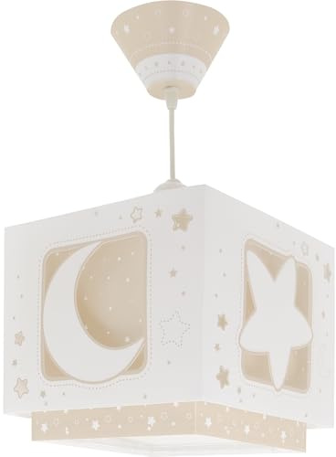 Dalber Kinder Pendelleuchte Moonlight Mond Sterne Beige 63232MB | Hängelampe; Deckenleuchte; Kinderzimmer; E27 - 1 x 15W