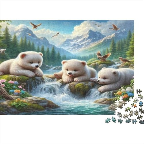 Bear Cubs 1000 Piece Jigsaw Puzzle Nature Stream Adults Relax Scenic Art Waterfall Therapy