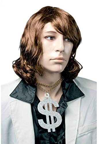 Perruque à franges Marron Homme STEVE