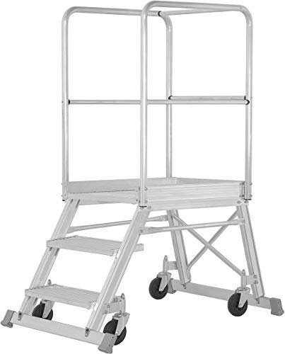 Hymer Podesttreppe fahrbar, einseitig begehbar, Podestgröße 600x800 mm, Stufenanzahl 3, Standhöhe 0,75 m, Gewicht 29,5 kg