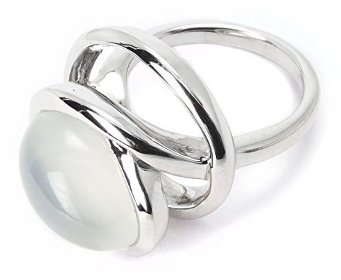 Mondstein - Damen-Ring in 925/ Silber Rhodiniert Größe: 54