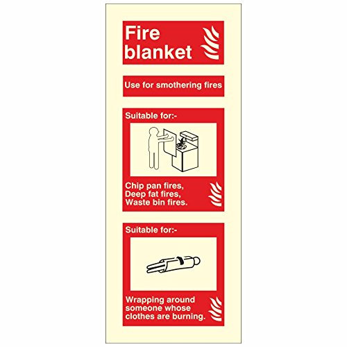 Glow In The Dark Fire Blanket Sign 80mm x 200mm - Rigid Plastic