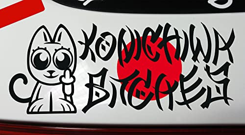 KONICHIWA Bitches Sticker Aufkleber Stickerbomb Japan JDM Tuning Decal - Dub (weiß innenklebend)