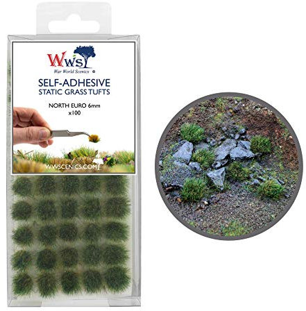 War World Scenics 6mm Nord-Europäische Selbstklebende Statische Grasbüschel x 100 - Modellbau Modellbahn Landschaftsbau Diorama Miniatur Tabletop Spiele Wargame Modelleisenbahn Geländebau