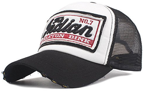 Sporty Trucker Mesh Baseballcap Indian Distressed Snapback Vintage Used Look Retro Sommer Oldschool Kappe Mütze Cap Schirmmütze Basecap (schwarz)