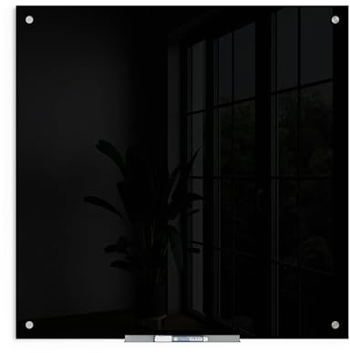 U Brands Tableau en verre effaçable à sec, 89,9 x 89,9 cm, surface non magnétique noire, sans cadre